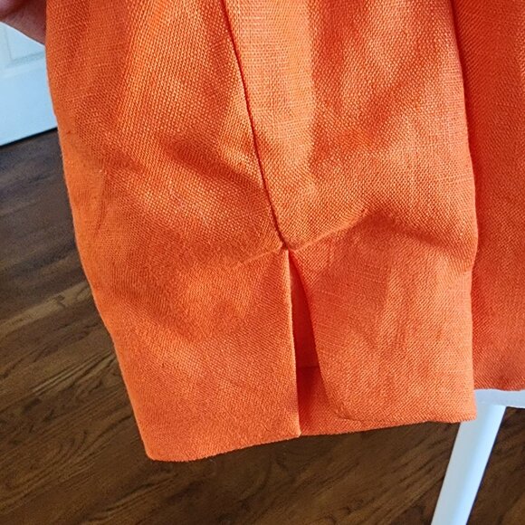 Neiman Marcus Blazer Bright Orange 100% Linen Open Front Women's Size Small - Picture 4 of 10